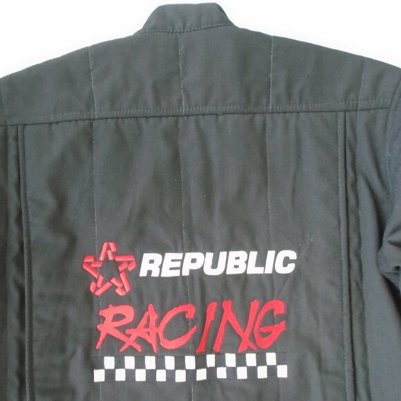 vintage Simpson Republic Racing Pit Crew Team Overalls Mens Size LS Black - Picture 11 of 12